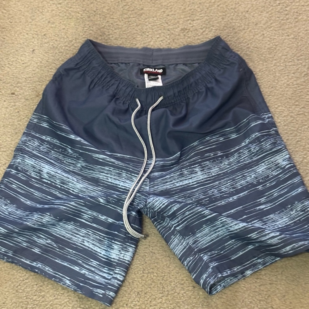 Kirkland Signature Men's Navy and Light Blue Board Shorts